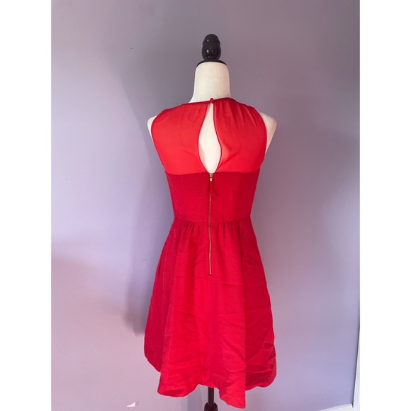 Anthropologie NWOT Maeve red Lattice A Line Sheer Fit and Flare Casual Dress - Picture 4 of 8
